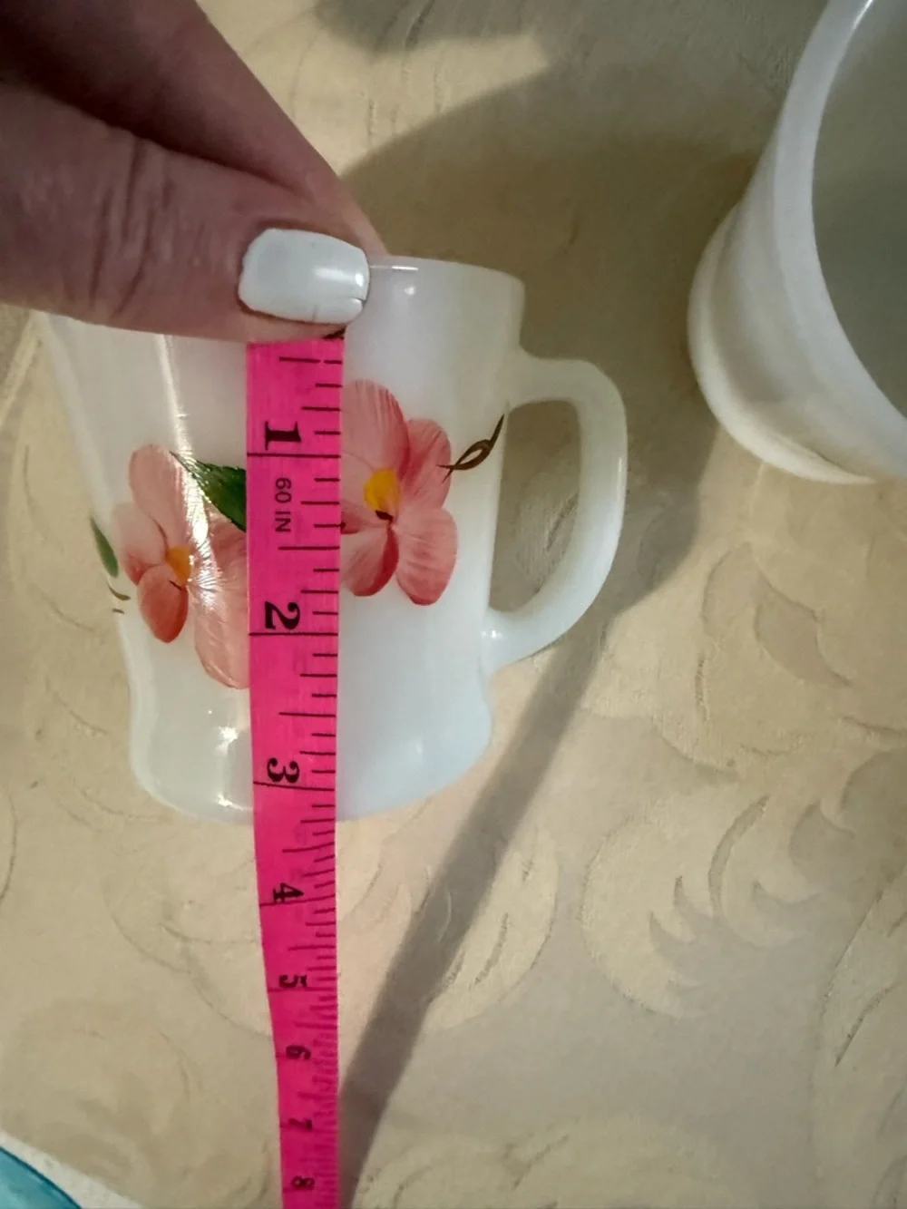 Vintage Fire‎ King Pink Floral Milk Glass Casserole Dish w/ 2 Mugs Set